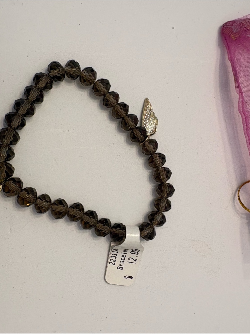 Smoky Brown Crystal Beaded Bracelet with Gold Accent